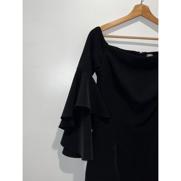 Milly Black Off-Shoulder Bell Sleeves Elegant Design Women's Dress Size 6 - Picture 3 of 9